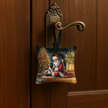 Load image into Gallery viewer, Japanese Chin and Santa Claus Hanging Square Fabric Ornament 3.5 × 3.5