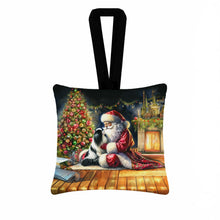 Load image into Gallery viewer, Japanese Chin and Santa Claus Hanging Square Fabric Ornament 3.5 × 3.5