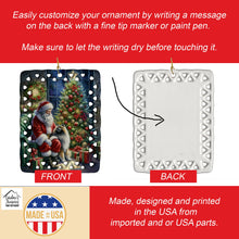 Load image into Gallery viewer, Keeshond and Santa Claus Porcelain Ornament