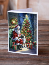 Load image into Gallery viewer, Keeshond and Santa Claus Greeting Cards - Blank Note Cards – 8-Pack of Artist-Designed Cards with Envelopes