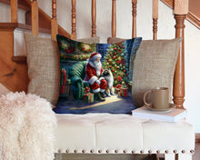 Load image into Gallery viewer, Keeshond and Santa Claus Throw Pillow - 14x14 Decorative Pillow – Art for Your Home &amp; Patio