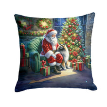 Load image into Gallery viewer, Keeshond and Santa Claus Throw Pillow - 14x14 Decorative Pillow – Art for Your Home &amp; Patio