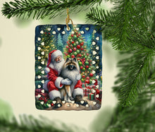 Load image into Gallery viewer, Keeshond and Santa Claus Porcelain Ornament
