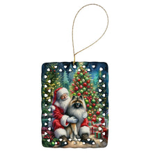 Load image into Gallery viewer, Keeshond and Santa Claus Porcelain Ornament