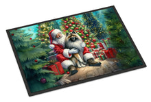 Load image into Gallery viewer, Keeshond and Santa Claus Doormat-24x36 Indoor / Outdoor Rug | Made in USA