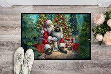 Load image into Gallery viewer, Keeshond and Santa Claus Doormat - 18X27 Indoor / Outdoor Rug | Made in USA