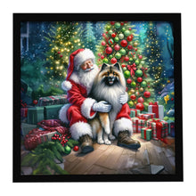 Load image into Gallery viewer, Keeshond and Santa Claus Framed Metal Print