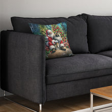 Load image into Gallery viewer, Keeshond and Santa Claus Throw Pillow - 14x14 Decorative Pillow – Art for Your Home &amp; Patio