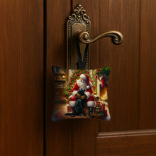Load image into Gallery viewer, Labrador Retriever and Santa Claus Hanging Square Fabric Ornament 3.5 × 3.5