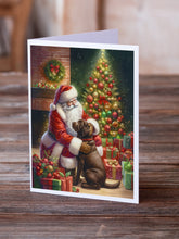 Load image into Gallery viewer, Labrador Retriever and Santa Claus Greeting Cards - Blank Note Cards – 8-Pack of Artist-Designed Cards with Envelopes