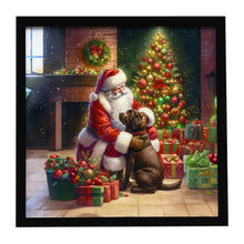 Load image into Gallery viewer, Labrador Retriever and Santa Claus Framed Metal Print