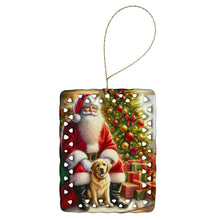 Load image into Gallery viewer, Labrador Retriever and Santa Claus Porcelain Ornament