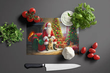 Load image into Gallery viewer, Labrador Retriever and Santa Claus Glass Cutting Boards – Durable, Decorative Kitchen Art