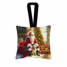 Load image into Gallery viewer, Labrador Retriever and Santa Claus Hanging Square Fabric Ornament 3.5 × 3.5