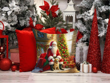 Load image into Gallery viewer, Labrador Retriever and Santa Claus Throw Pillow - 14x14 Decorative Pillow – Art for Your Home &amp; Patio
