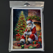 Load image into Gallery viewer, Lakeland Terrier and Santa Claus Greeting Cards - Blank Note Cards – 8-Pack of Artist-Designed Cards with Envelopes