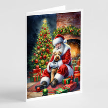 Load image into Gallery viewer, Lakeland Terrier and Santa Claus Greeting Cards - Blank Note Cards – 8-Pack of Artist-Designed Cards with Envelopes