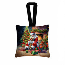 Load image into Gallery viewer, Lakeland Terrier and Santa Claus Hanging Square Fabric Ornament 3.5 × 3.5
