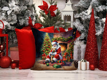Load image into Gallery viewer, Lakeland Terrier and Santa Claus Throw Pillow - 14x14 Decorative Pillow – Art for Your Home &amp; Patio