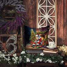 Load image into Gallery viewer, Lakeland Terrier and Santa Claus Throw Pillow - 14x14 Decorative Pillow – Art for Your Home &amp; Patio