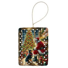 Load image into Gallery viewer, Lancashire Heeler and Santa Claus Porcelain Ornament