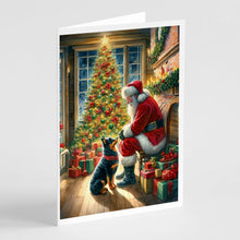 Load image into Gallery viewer, Lancashire Heeler and Santa Claus Greeting Cards - Blank Note Cards – 8-Pack of Artist-Designed Cards with Envelopes