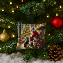 Load image into Gallery viewer, Lancashire Heeler and Santa Claus Hanging Square Fabric Ornament 3.5 × 3.5