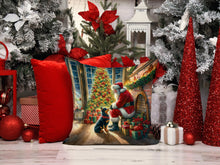 Load image into Gallery viewer, Lancashire Heeler and Santa Claus Throw Pillow - 14x14 Decorative Pillow – Art for Your Home &amp; Patio