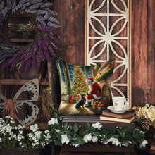 Load image into Gallery viewer, Lancashire Heeler and Santa Claus Throw Pillow - 14x14 Decorative Pillow – Art for Your Home &amp; Patio