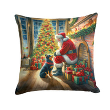 Load image into Gallery viewer, Lancashire Heeler and Santa Claus Throw Pillow - 14x14 Decorative Pillow – Art for Your Home &amp; Patio