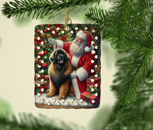 Load image into Gallery viewer, Leonberger and Santa Claus Porcelain Ornament