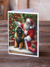 Load image into Gallery viewer, Leonberger and Santa Claus Greeting Cards - Blank Note Cards – 8-Pack of Artist-Designed Cards with Envelopes