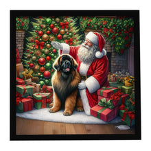 Load image into Gallery viewer, Leonberger and Santa Claus Framed Metal Print