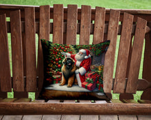 Load image into Gallery viewer, Leonberger and Santa Claus Throw Pillow - 14x14 Decorative Pillow – Art for Your Home &amp; Patio