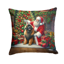 Load image into Gallery viewer, Leonberger and Santa Claus Throw Pillow - 14x14 Decorative Pillow – Art for Your Home &amp; Patio