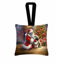 Load image into Gallery viewer, Lhasa Apso and Santa Claus Hanging Square Fabric Ornament 3.5 × 3.5