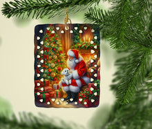 Load image into Gallery viewer, Maltese and Santa Claus Porcelain Ornament