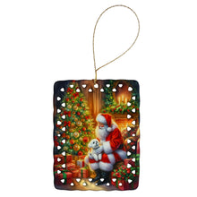 Load image into Gallery viewer, Maltese and Santa Claus Porcelain Ornament