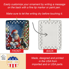 Load image into Gallery viewer, Manchester Terrier and Santa Claus Porcelain Ornament