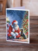Load image into Gallery viewer, Manchester Terrier and Santa Claus Greeting Cards - Blank Note Cards – 8-Pack of Artist-Designed Cards with Envelopes