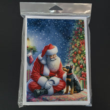 Load image into Gallery viewer, Manchester Terrier and Santa Claus Greeting Cards - Blank Note Cards – 8-Pack of Artist-Designed Cards with Envelopes