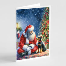 Load image into Gallery viewer, Manchester Terrier and Santa Claus Greeting Cards - Blank Note Cards – 8-Pack of Artist-Designed Cards with Envelopes