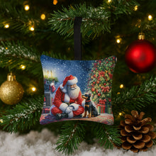 Load image into Gallery viewer, Manchester Terrier and Santa Claus Hanging Square Fabric Ornament 3.5 × 3.5