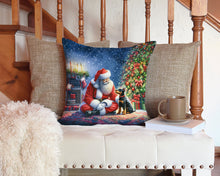 Load image into Gallery viewer, Manchester Terrier and Santa Claus Throw Pillow - 14x14 Decorative Pillow – Art for Your Home &amp; Patio