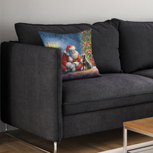 Load image into Gallery viewer, Manchester Terrier and Santa Claus Throw Pillow - 14x14 Decorative Pillow – Art for Your Home &amp; Patio