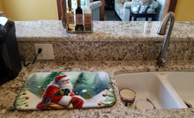 Load image into Gallery viewer, Mastiff and Santa Claus Dish Drying Mat