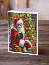 Load image into Gallery viewer, Mastiff and Santa Claus Greeting Cards - Blank Note Cards – 8-Pack of Artist-Designed Cards with Envelopes