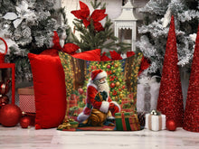 Load image into Gallery viewer, Mastiff and Santa Claus Throw Pillow - 14x14 Decorative Pillow – Art for Your Home &amp; Patio