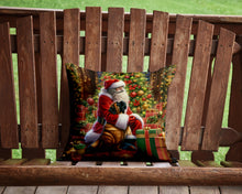 Load image into Gallery viewer, Mastiff and Santa Claus Throw Pillow - 14x14 Decorative Pillow – Art for Your Home &amp; Patio