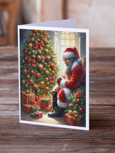 Load image into Gallery viewer, Miniature Pinscher and Santa Claus Greeting Cards - Blank Note Cards – 8-Pack of Artist-Designed Cards with Envelopes